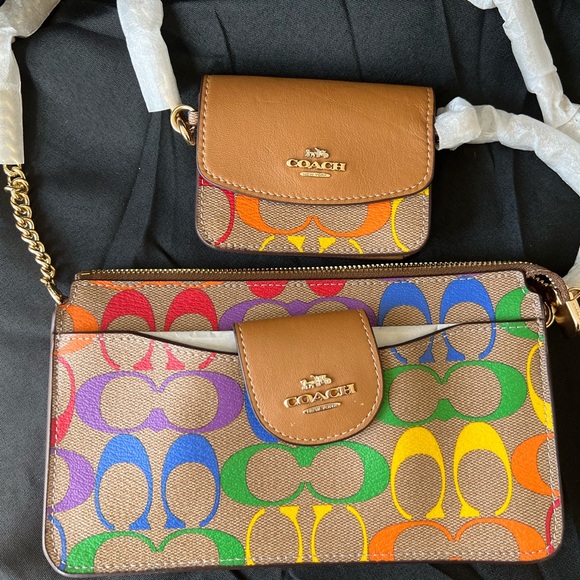 Coach Rainbow Pride Collection Multi Signature Canvas Crossbody w/ wristlet set - Picture 1 of 3